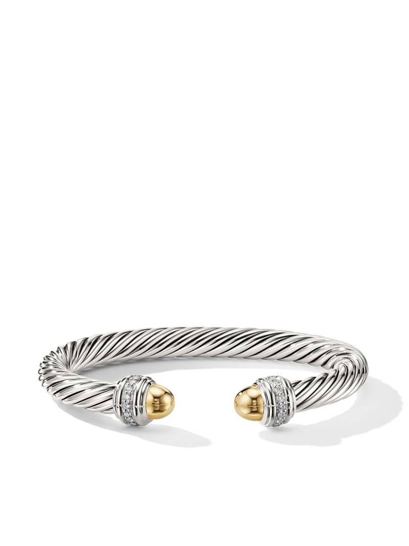 David Yurman 14kt yellow gold and sterling silver Cable Classics diamond bracelet von David Yurman