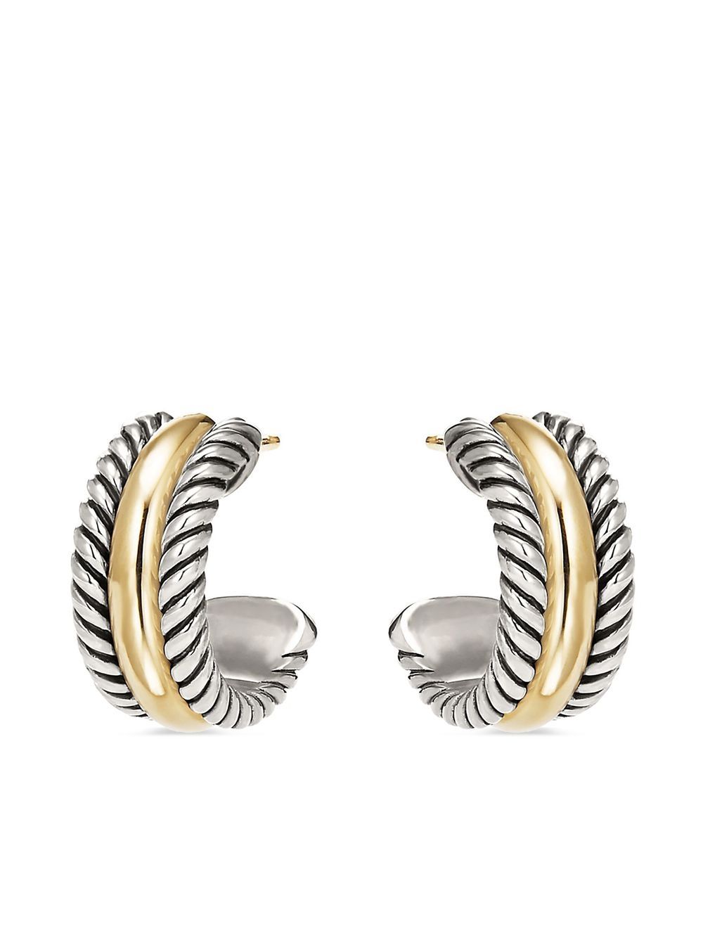 David Yurman 14kt yellow gold and sterling silver Cable Collectibles huggie hoop earrings von David Yurman