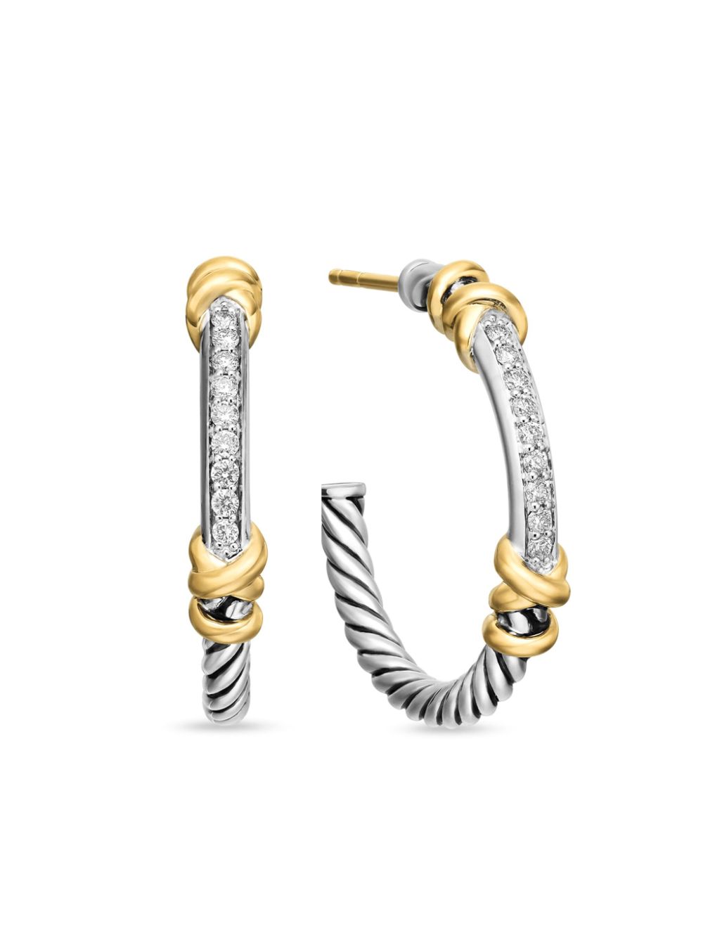 David Yurman 18K yellow gold and sterling silver Petite Helena diamond earrings von David Yurman