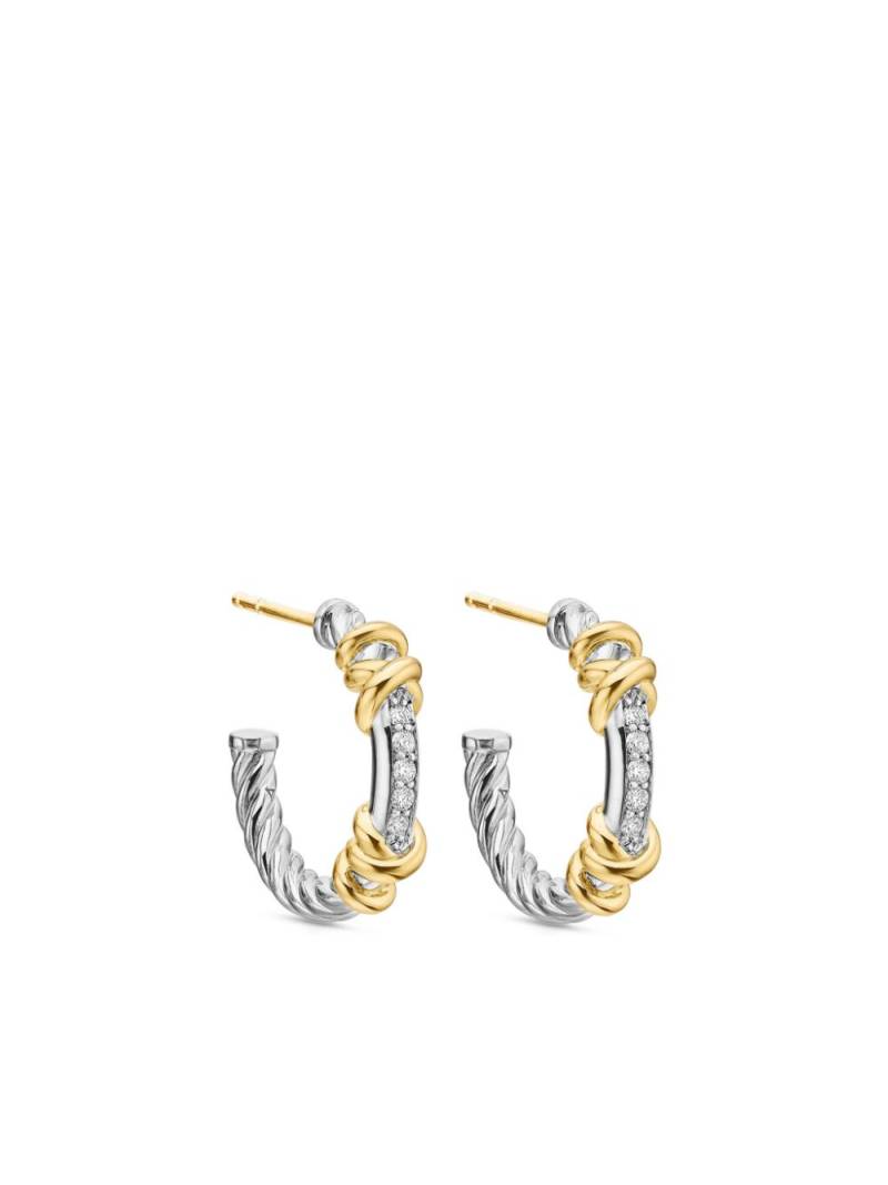 David Yurman 18K yellow gold and sterling silver Petite Helena diamond earrings von David Yurman