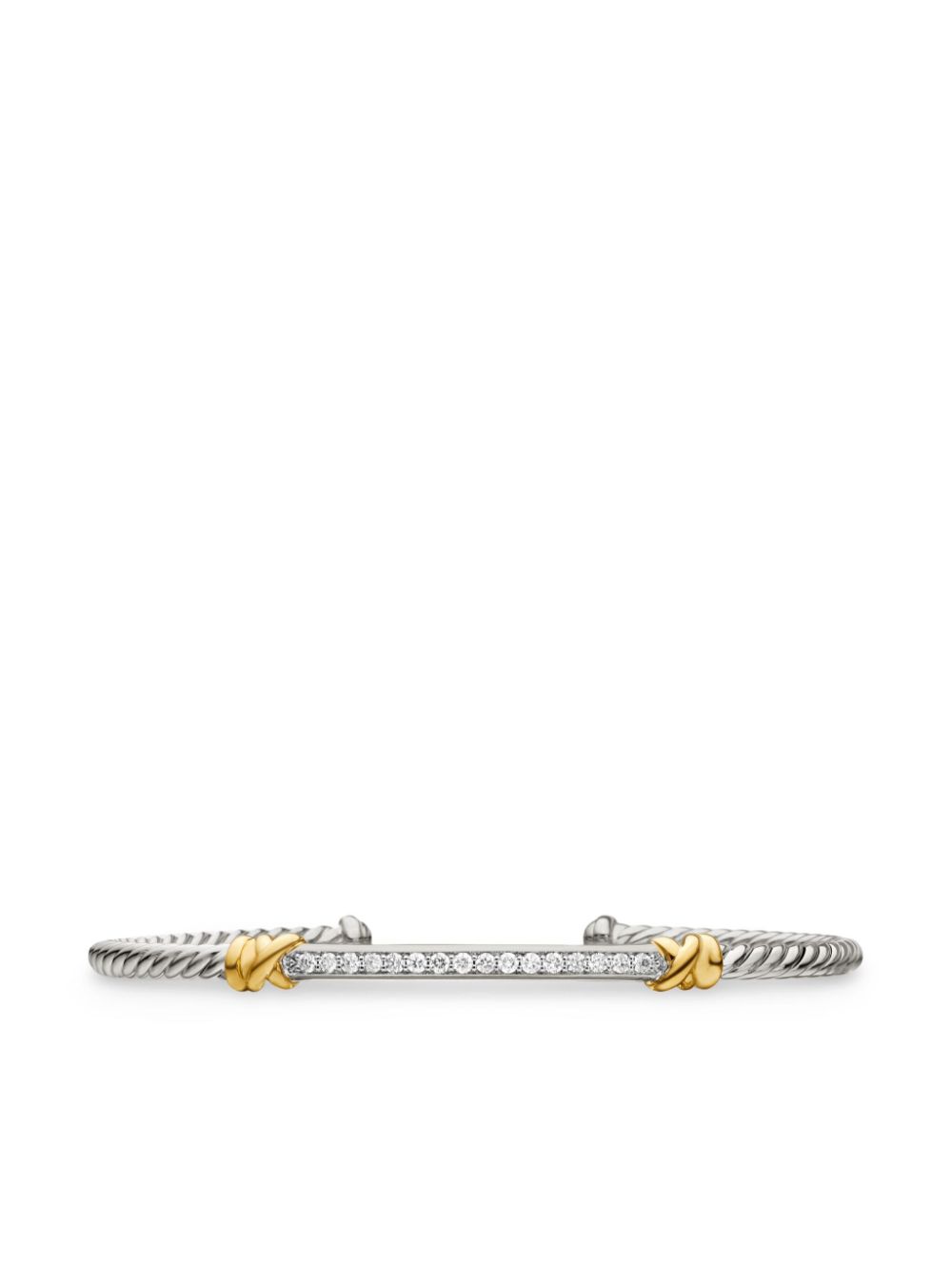 David Yurman 18kt gold and sterling silver Petite Helena Classic Cable Station diamond bracelet von David Yurman