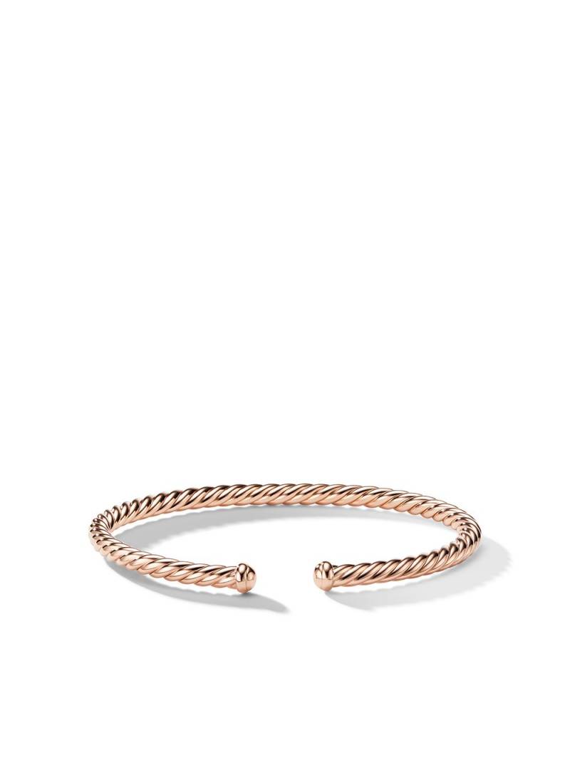 David Yurman 18kt rose gold 4mm cable spiral cuff bracelet - Pink von David Yurman