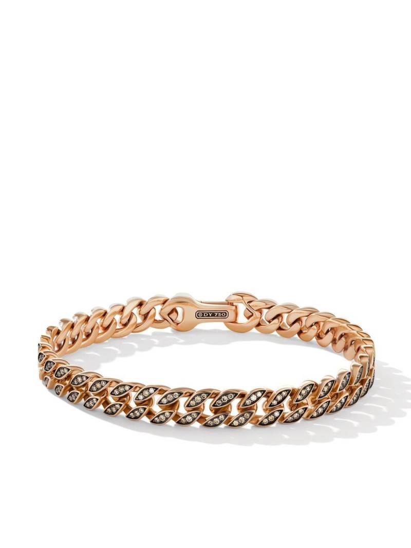 David Yurman 18kt rose gold 8mm diamond curb chain bracelet - Pink von David Yurman