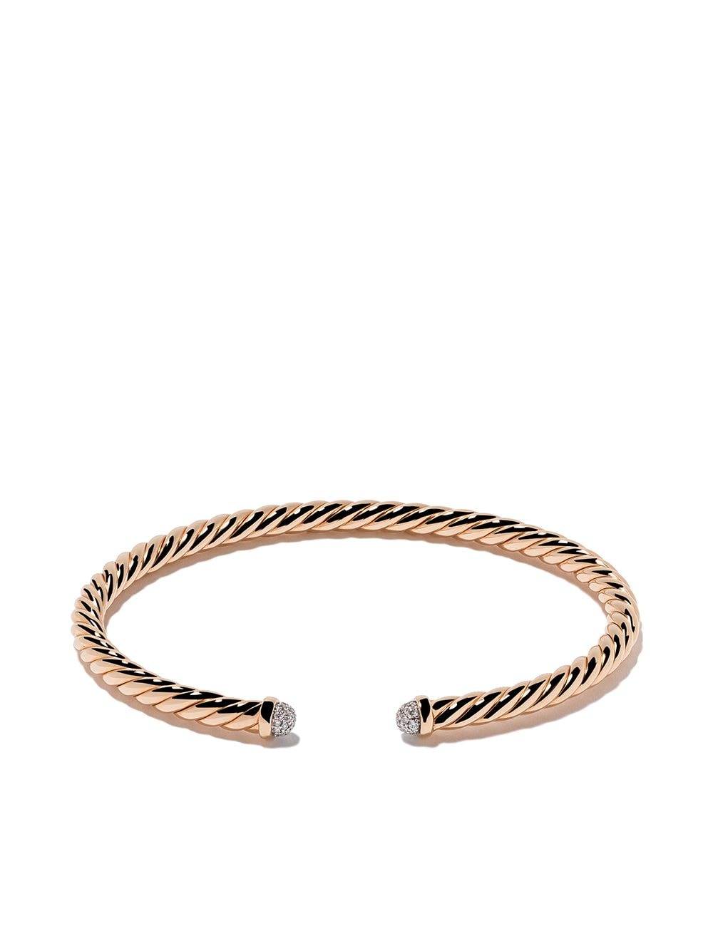 David Yurman 18kt rose gold Cable Spira diamond cuff bracelet - Pink von David Yurman