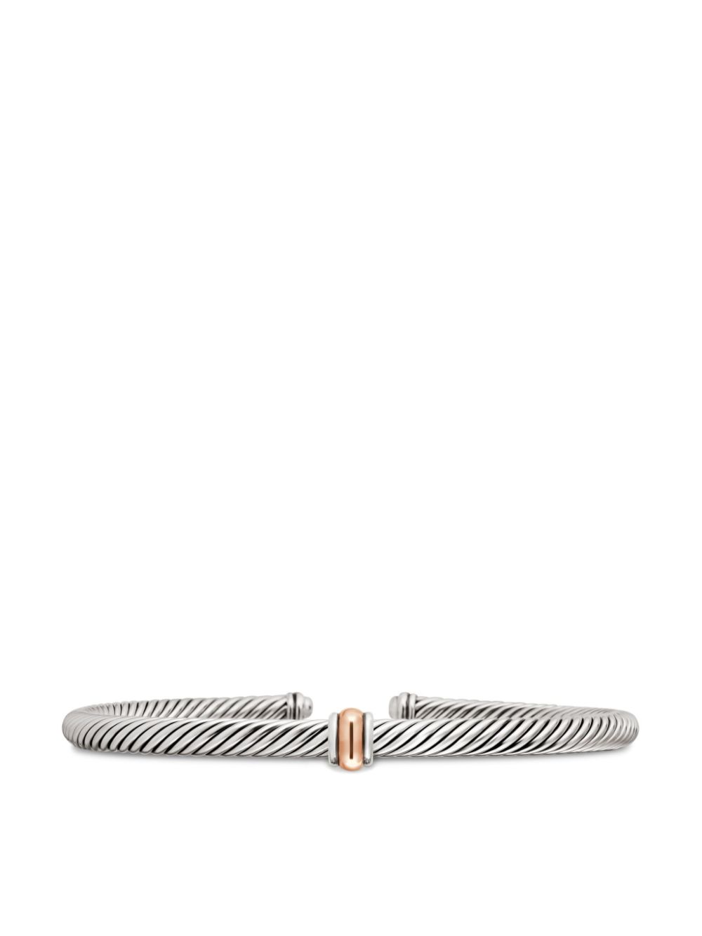 David Yurman 18kt rose gold and sterling silver Classic Cable Station bracelet von David Yurman