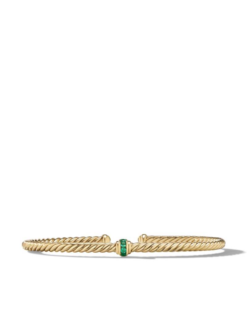 David Yurman 18kt yellow gold Cable 3mm emerald bracelet von David Yurman