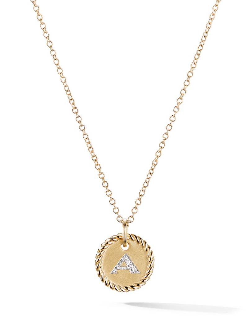 David Yurman 18kt yellow gold A Initial Charm diamond necklace von David Yurman