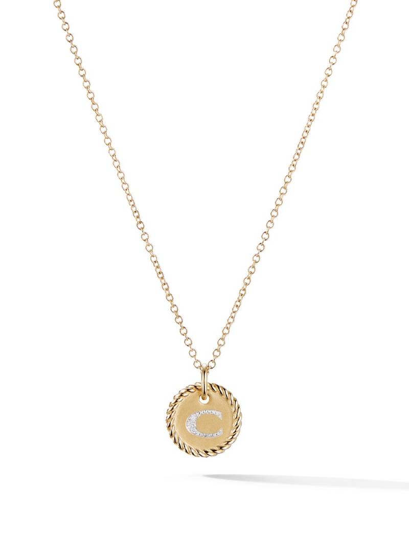 David Yurman 18kt yellow gold C Initial Charm diamond necklace von David Yurman