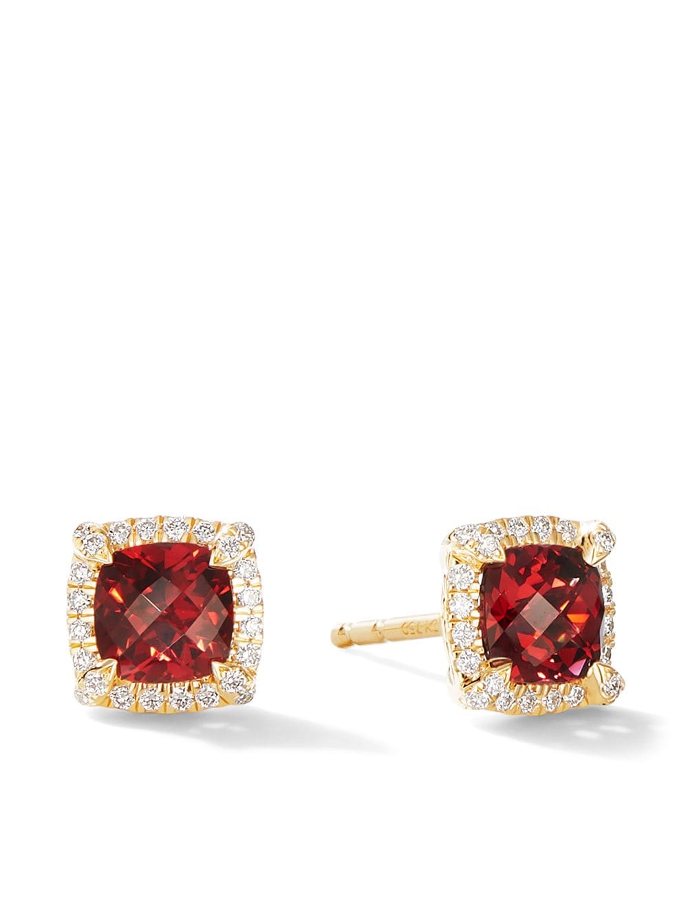 David Yurman 18kt yellow gold Chatelaine garnet and diamond stud earrings - Red von David Yurman