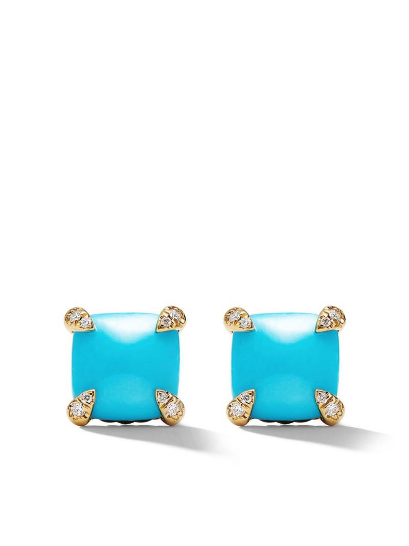 David Yurman 18kt yellow gold Châtelaine turquoise and diamond stud earrings von David Yurman