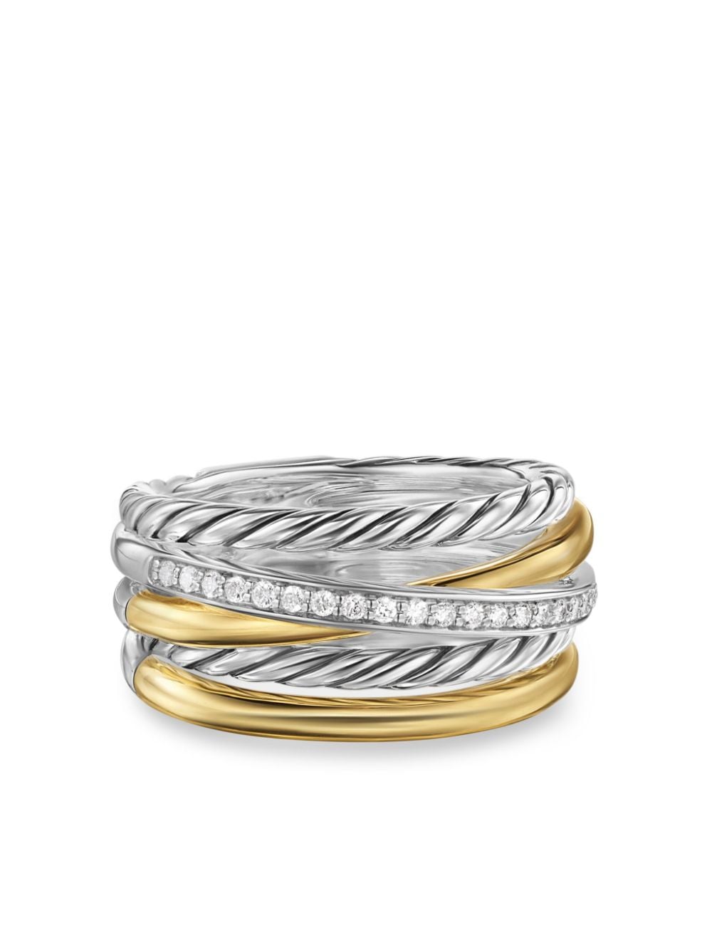 David Yurman 18kt yellow gold Crossover Five Row diamond ring - Silver von David Yurman