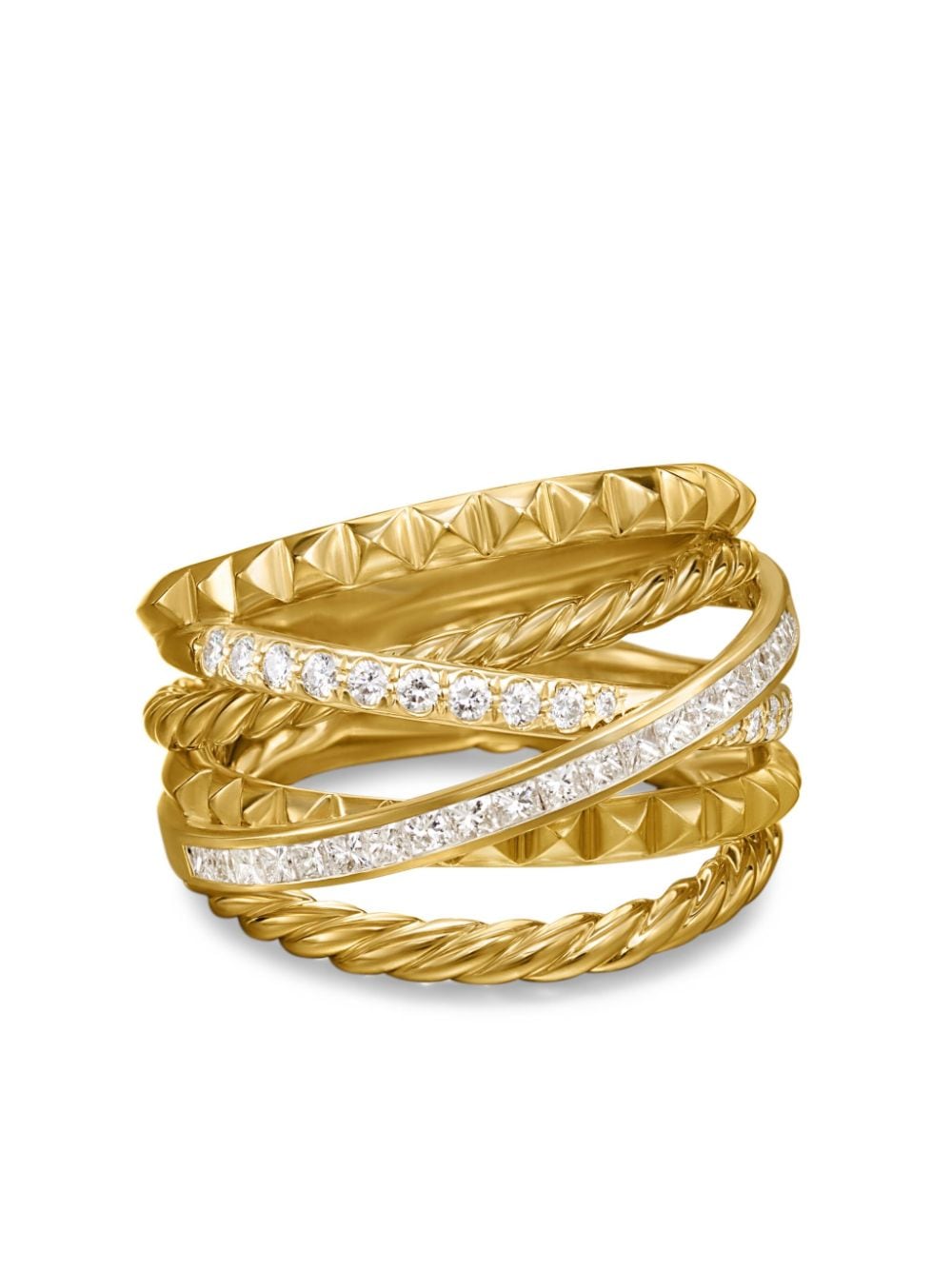 David Yurman 18kt yellow gold Crossover Trio Six Row diamond ring von David Yurman