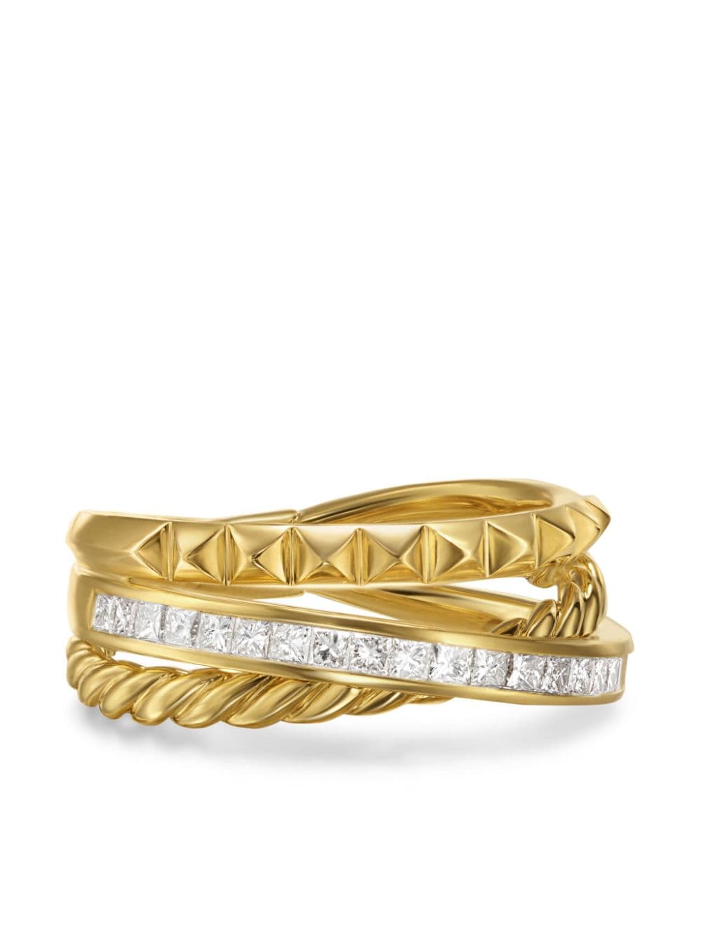 David Yurman 18kt yellow gold Crossover Trio Three Row diamond ring von David Yurman