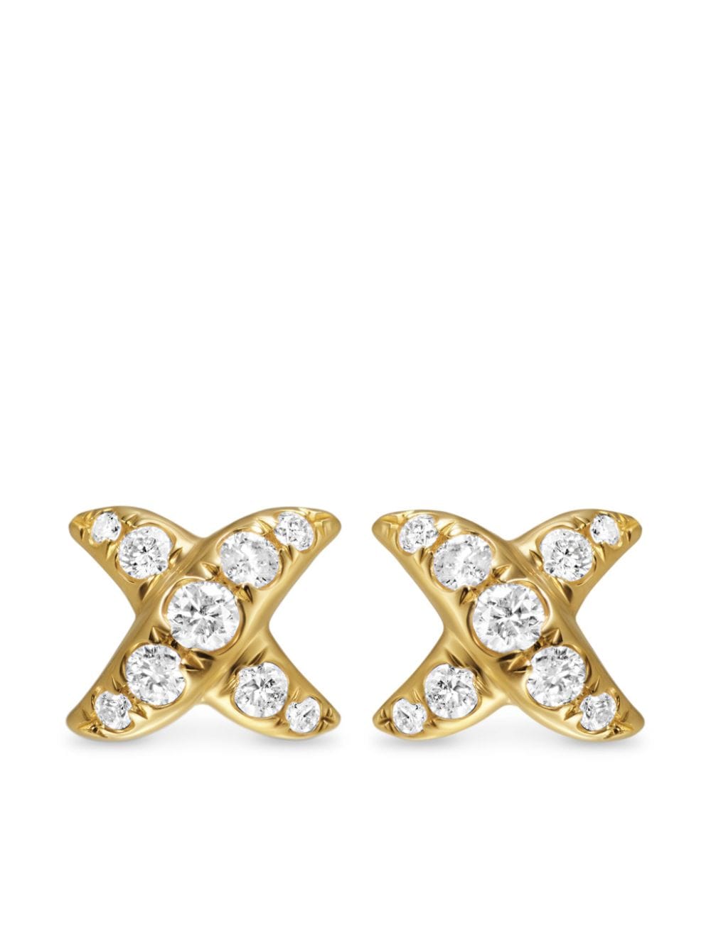 David Yurman 18kt yellow gold Crossover X diamond stud earrings - Silver von David Yurman