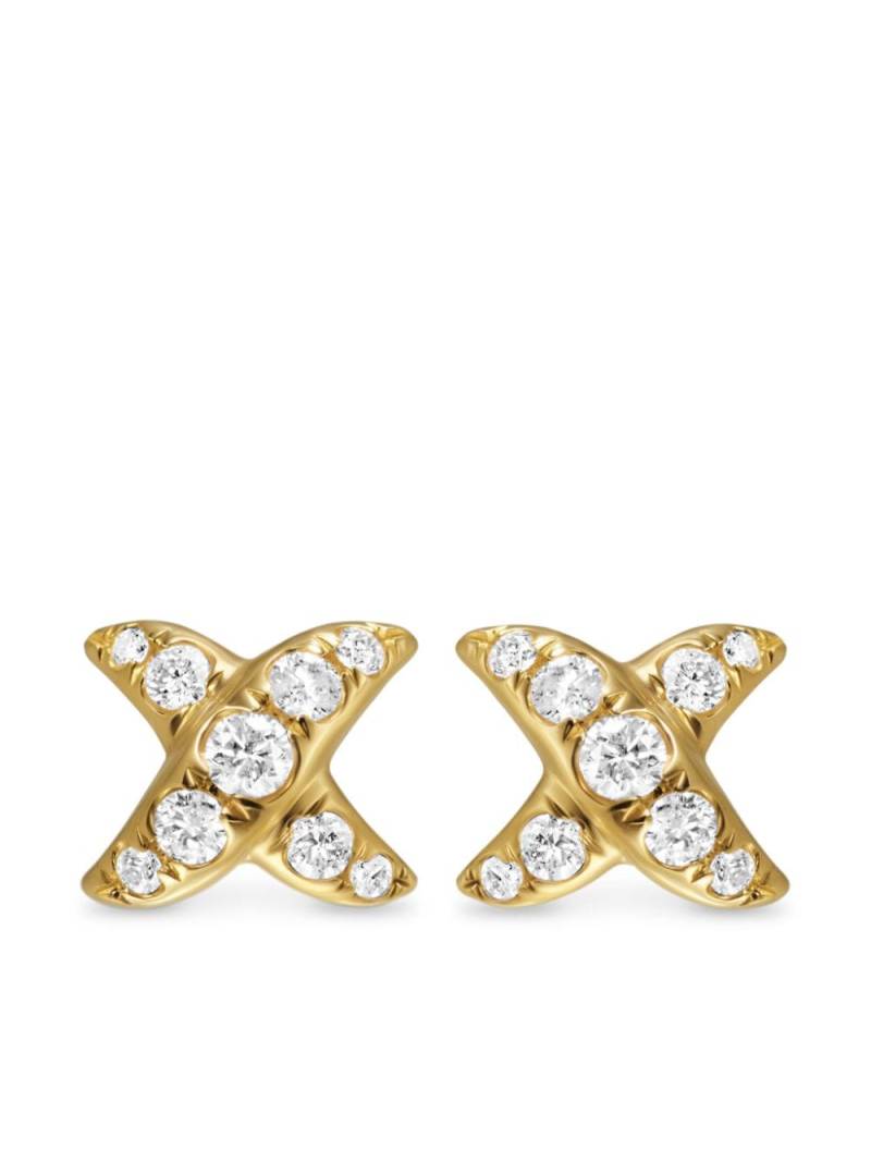 David Yurman 18kt yellow gold Crossover X diamond stud earrings - Silver von David Yurman