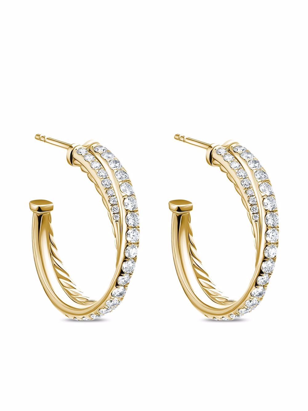 David Yurman 18kt yellow gold Crossover diamond hoop earrings von David Yurman