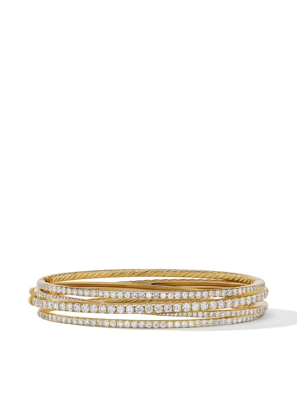 David Yurman 18kt yellow gold Crossover diamond pave four-row bracelet von David Yurman