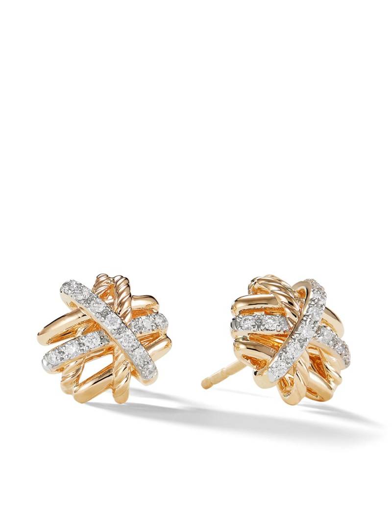 David Yurman 18kt yellow gold Crossover diamond stud earrings von David Yurman