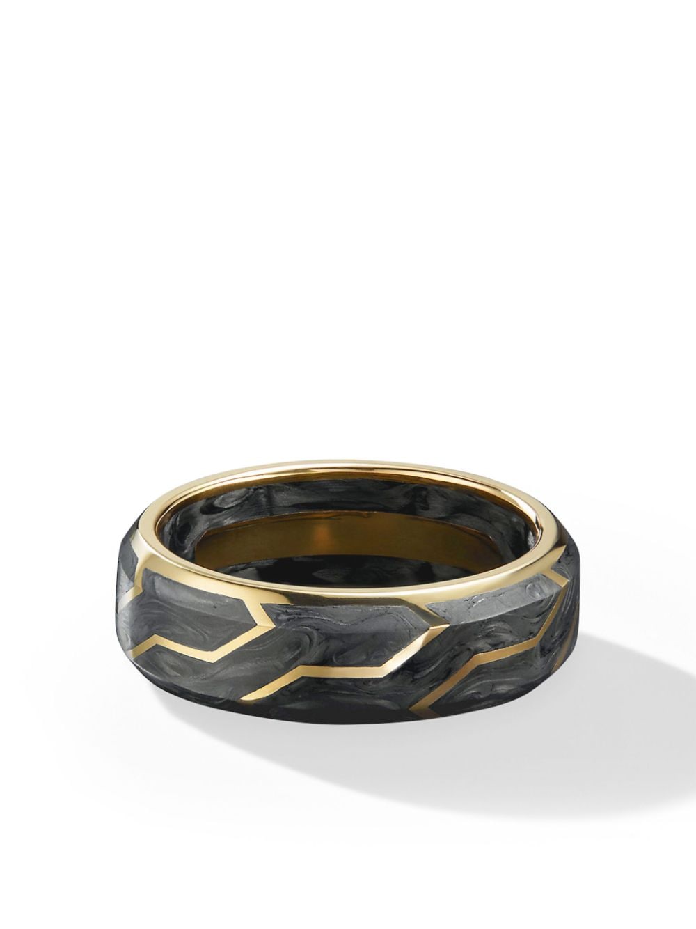 David Yurman 18kt yellow gold Forged Carbon band ring von David Yurman