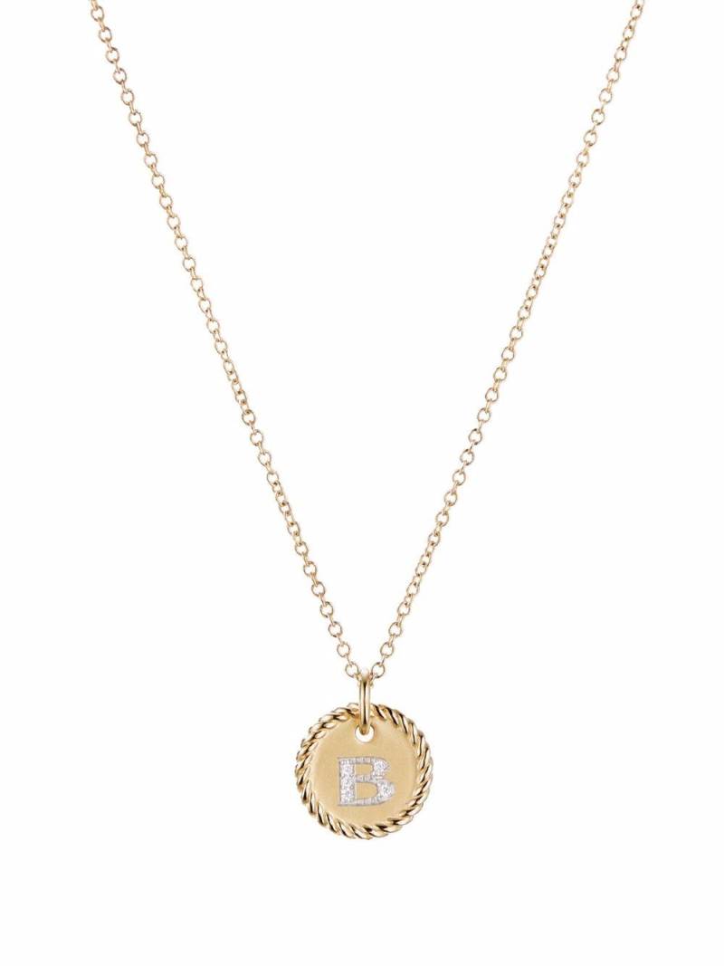 David Yurman 18kt yellow gold B Initial Charm diamond necklace von David Yurman