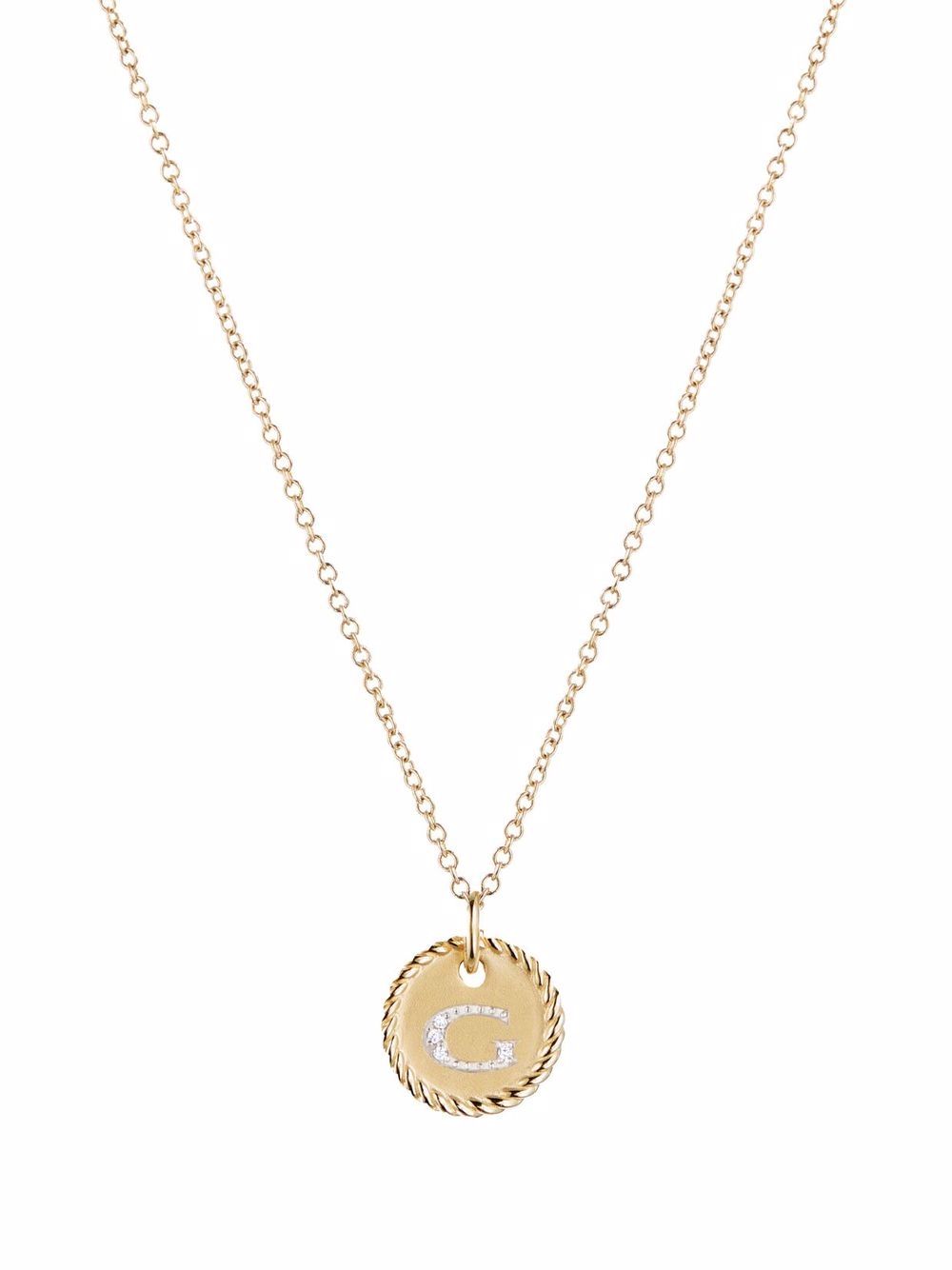 David Yurman 18kt yellow gold Initial G diamond charm necklace von David Yurman