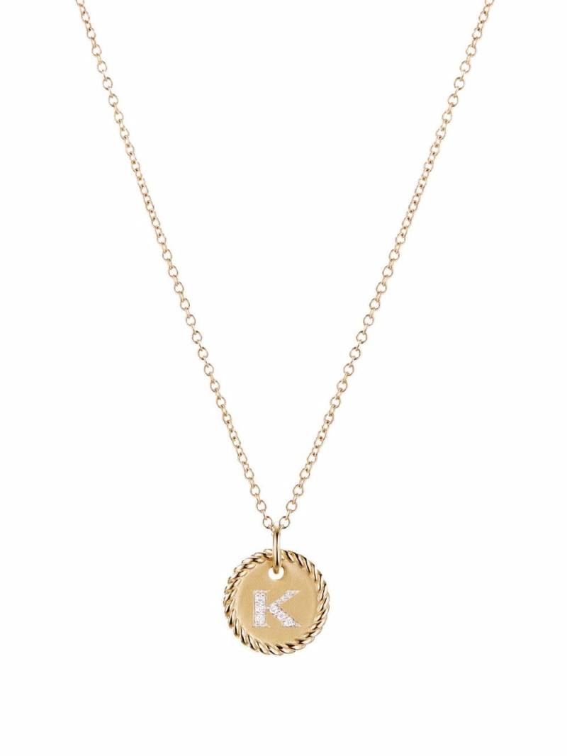 David Yurman 18kt yellow gold K Initial Charm diamond necklace von David Yurman