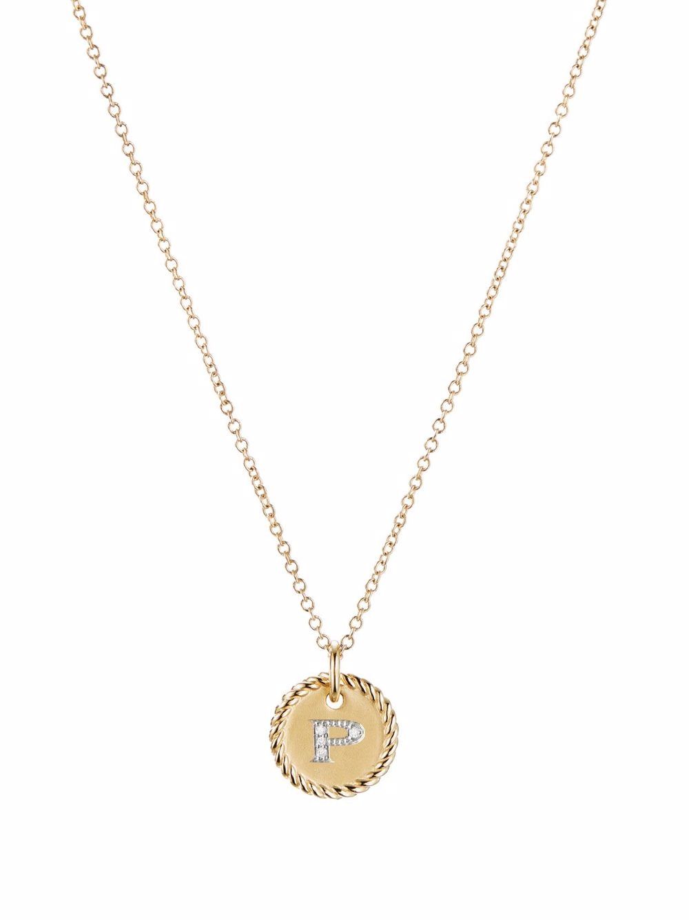 David Yurman 18kt yellow gold Initial P diamond charm necklace von David Yurman