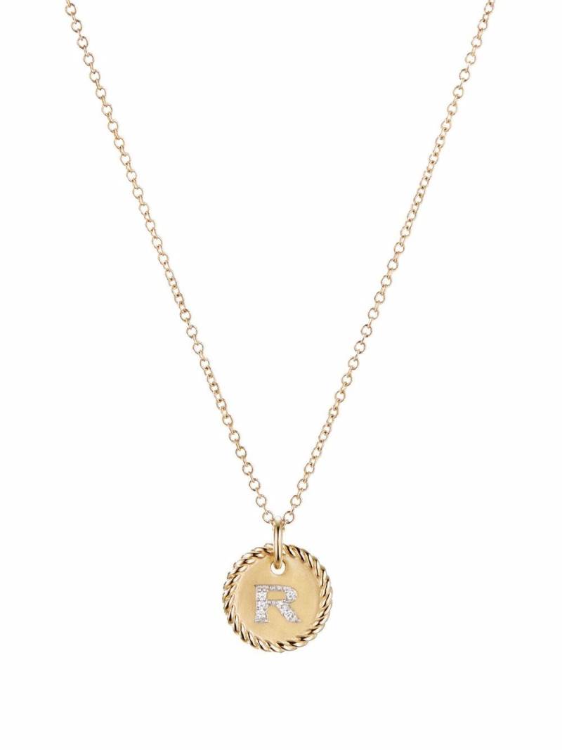 David Yurman 18kt yellow gold R Initial Charm diamond necklace von David Yurman