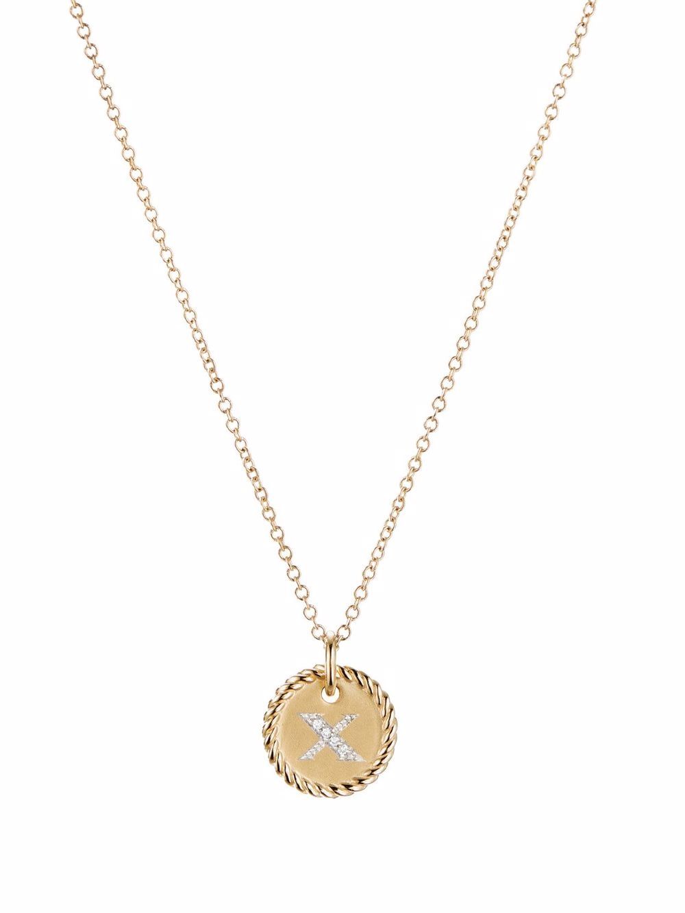 David Yurman 18kt yellow gold X Initial Charm diamond necklace von David Yurman