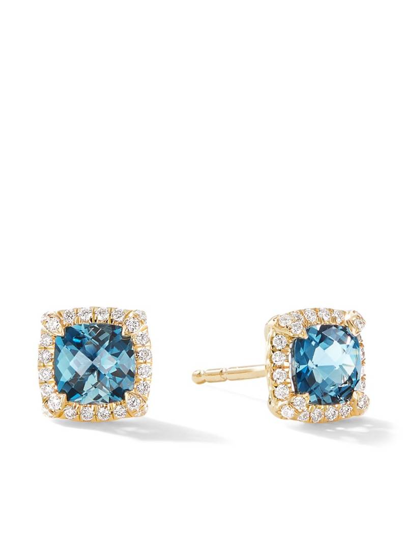 David Yurman 18kt yellow gold Petite Chatelaine topaz and diamond stud earrings - Blue von David Yurman