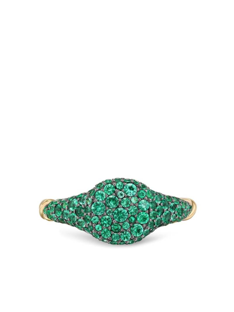 David Yurman 18kt yellow gold Petite Pavé Pinky emerald ring von David Yurman