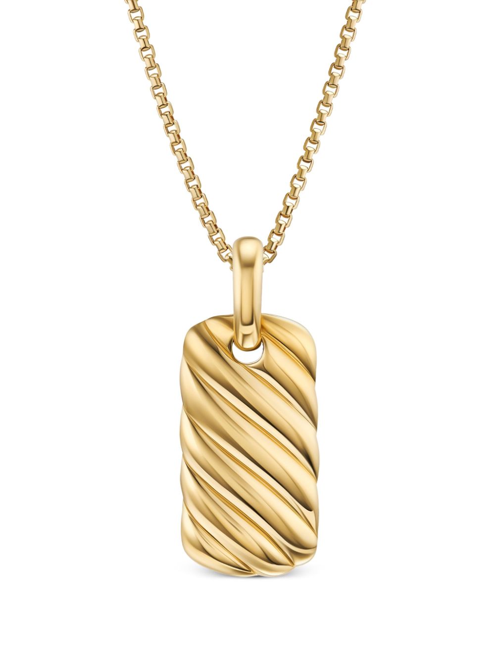 David Yurman 18kt yellow gold Petite Sculpted Cable tag pendant von David Yurman