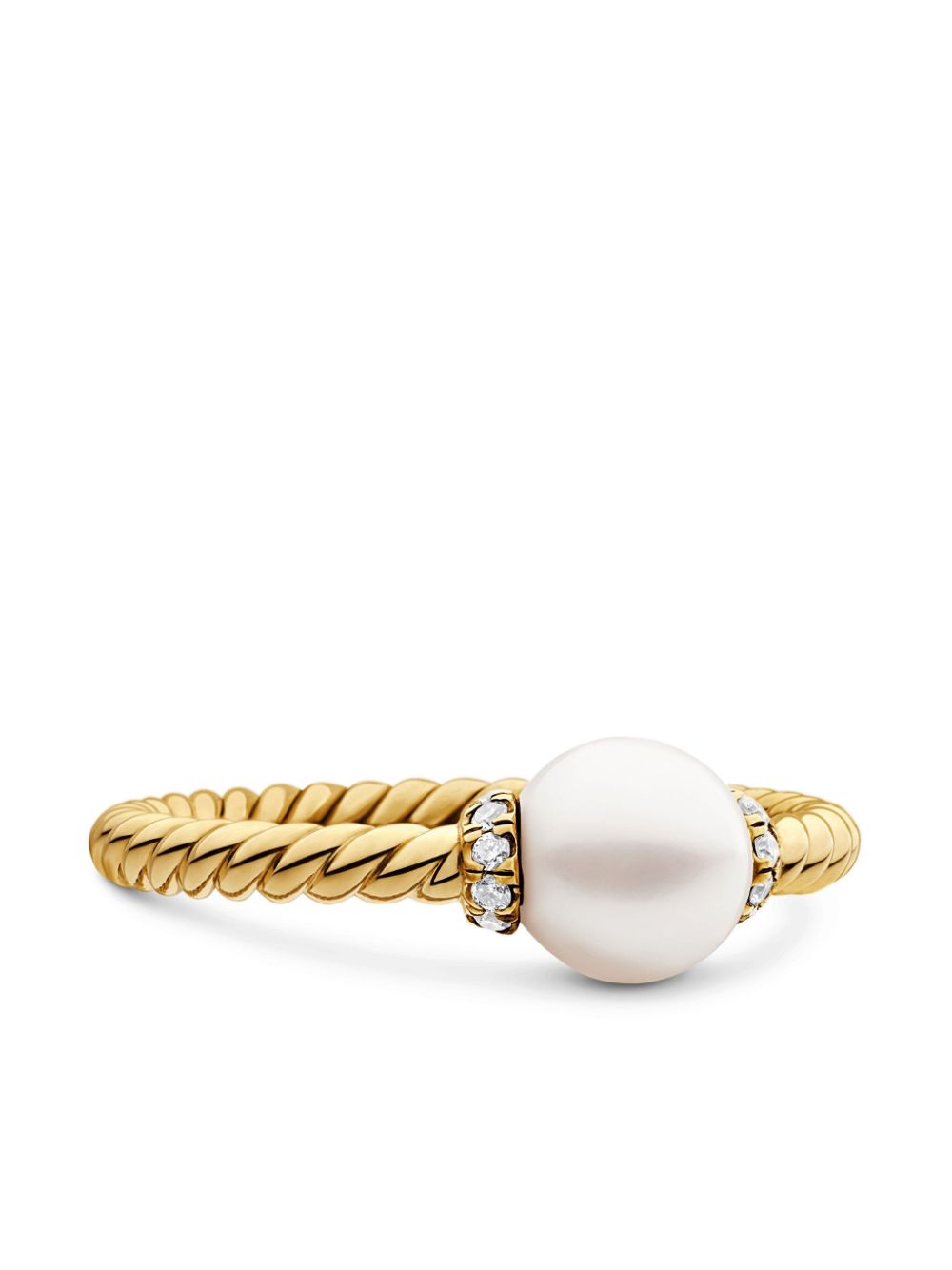 David Yurman 18kt yellow gold Petite Solari Station Ring pearl and diamond ring von David Yurman