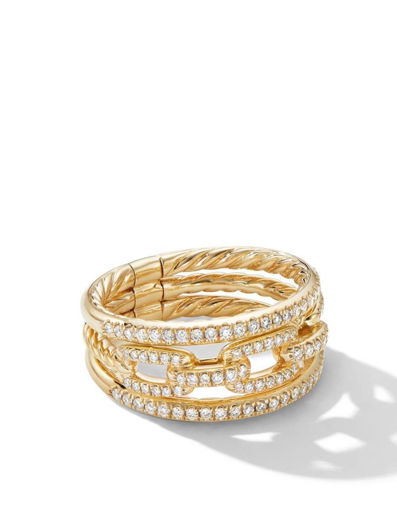 David Yurman 18kt yellow gold Stax diamond three-row chain link ring von David Yurman