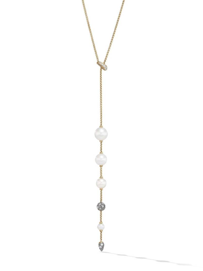 David Yurman 18kt yellow gold Y pearl and diamond necklace von David Yurman