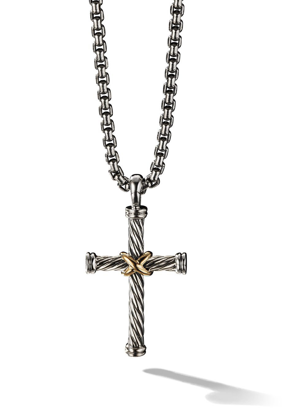 David Yurman 18kt yellow gold and sterling silver Cable Cross pendant - S8 von David Yurman