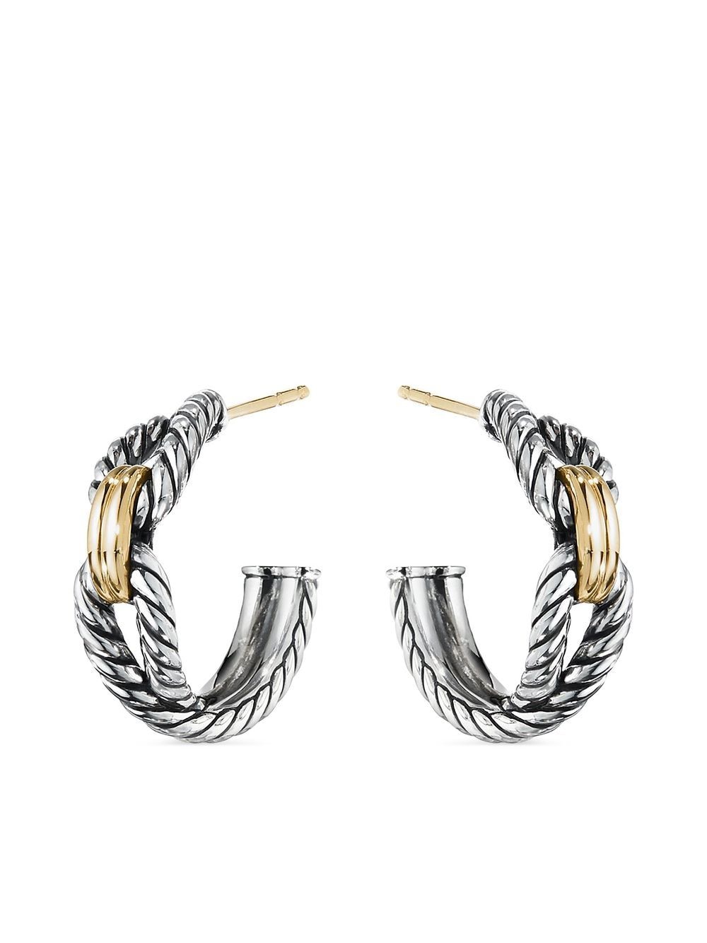 David Yurman 18kt yellow gold and sterling silver Cable Loop hoop earrings von David Yurman