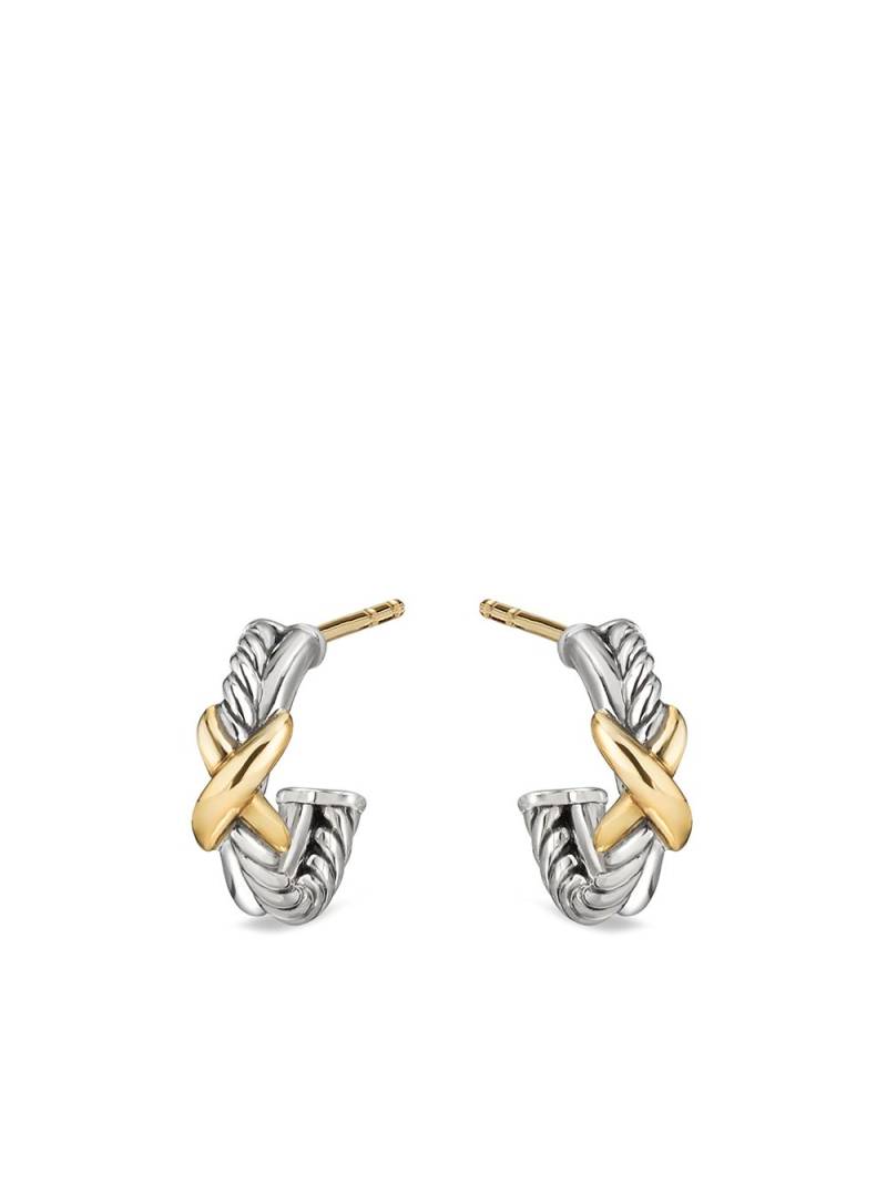 David Yurman 18kt yellow gold cable X mini hoop earrings von David Yurman