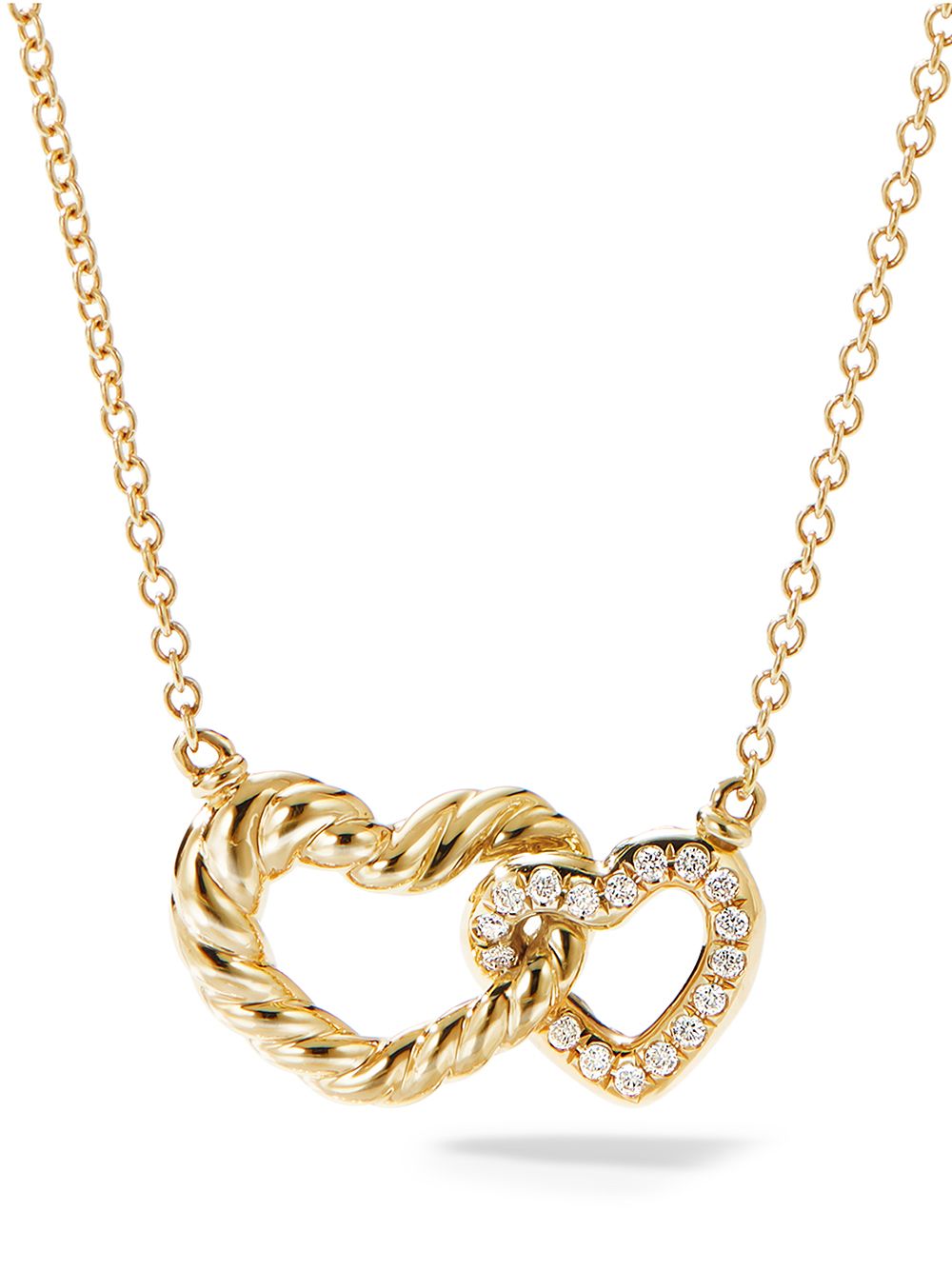 David Yurman 18kt yellow gold Cable Collectibles Interlocking Heart diamond necklace von David Yurman