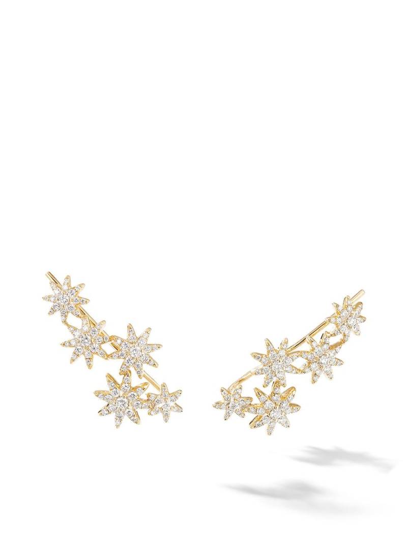 David Yurman 18kt yellow gold diamond Starburst pavé climber earrings von David Yurman