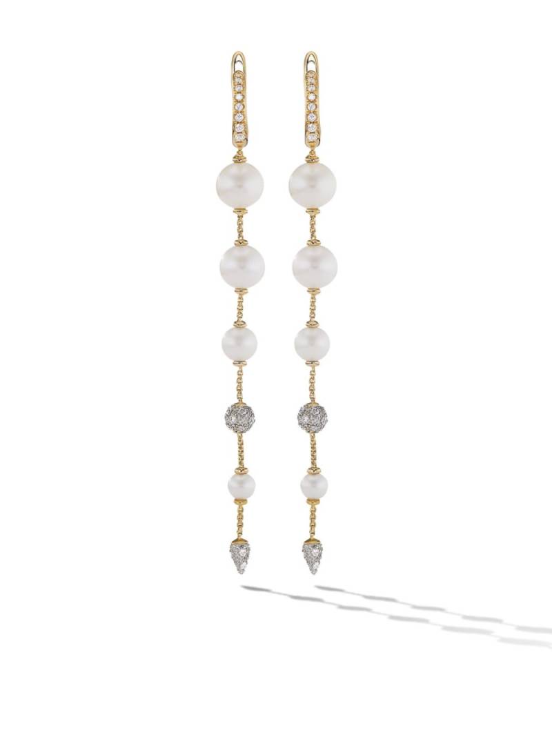 David Yurman 18kt yellow gold pearl and diamond drop earrings von David Yurman