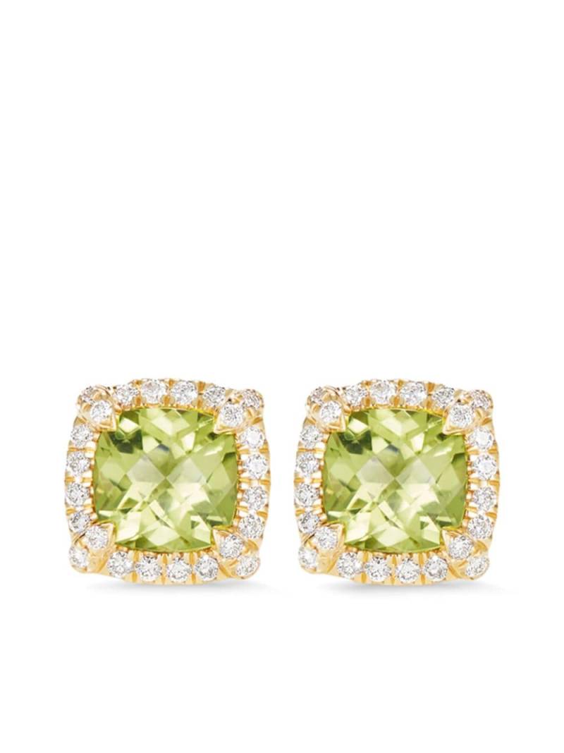 David Yurman 18kt yellow gold petit Chateleine peridot and diamond stud earrings von David Yurman