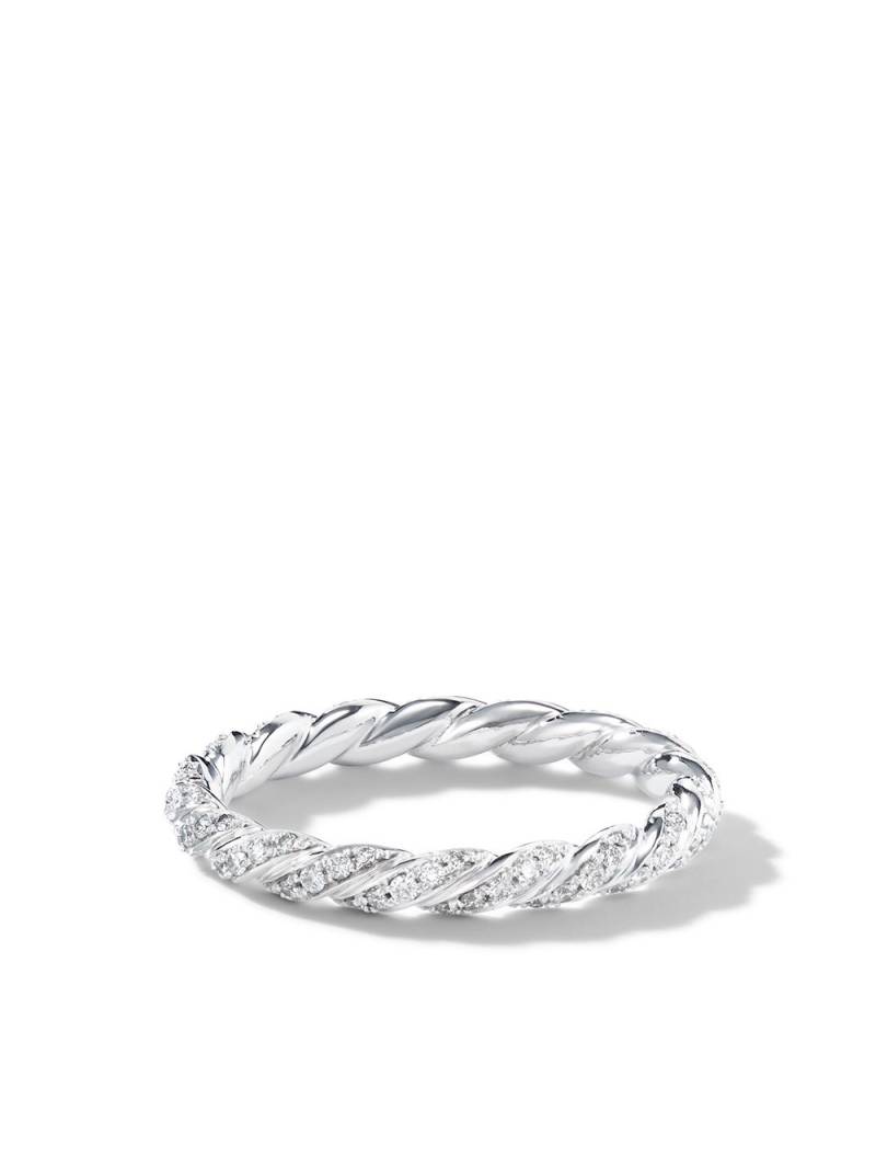 David Yurman 2.7mm 18kt white gold petite Paveflex diamond ring - Silver von David Yurman