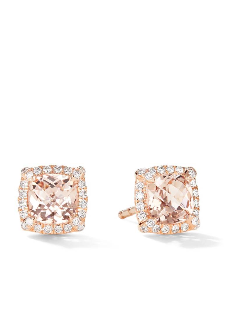 David Yurman 18kt rose gold Petite Chatelaine morganite and diamond stud earrings von David Yurman