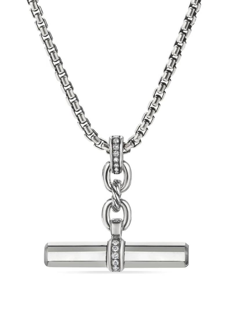 David Yurman Lexington E/W diamond barrel pendant - Silver von David Yurman