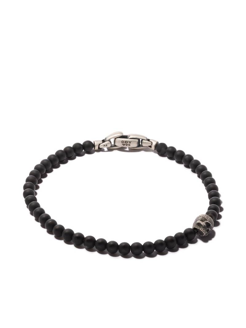 David Yurman sterling silver Memento Mori Skull Station onyx bracelet - Black von David Yurman