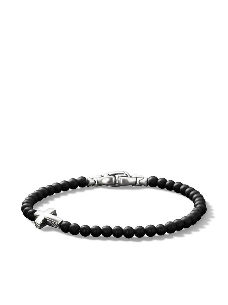 David Yurman sterling silver Spiritual Beads Cross Station onyx bracelet - Black von David Yurman