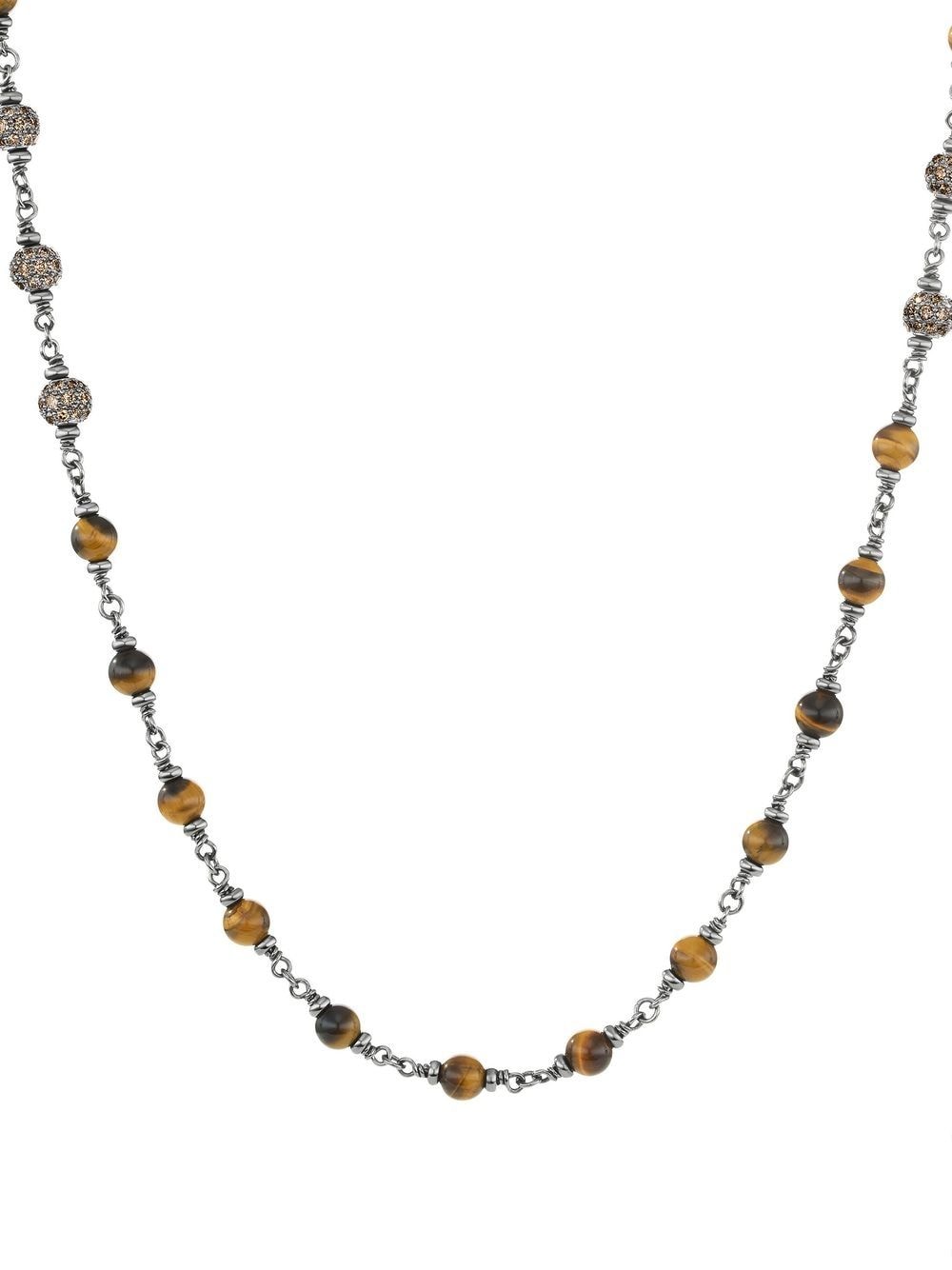 David Yurman beaded tiger eye diamond necklace - Silver von David Yurman