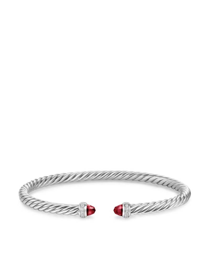 David Yurman sterling silver Cablespira garnet and diamonds bracelet von David Yurman