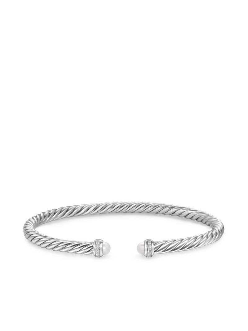 David Yurman sterling silver Cablespira pearl and diamonds bracelet von David Yurman